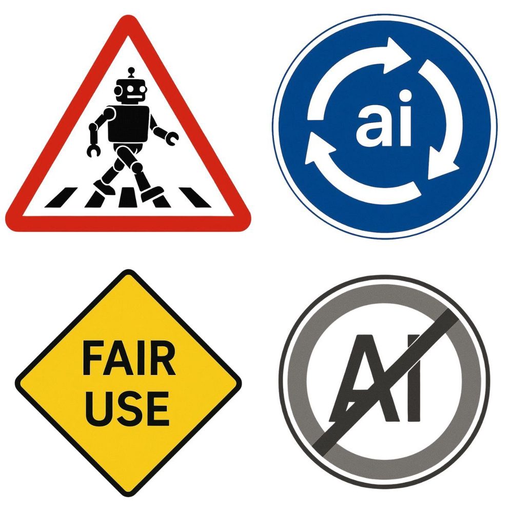 Illustration for Research Integrity Meets AI: four AI-themed road signs